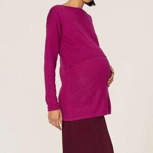 Nom Maternity Women's Sia Maternity Nursing Sweater XL Magenta